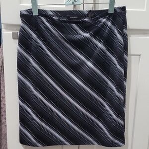 Express Black and Gray Striped Women's Skirt
